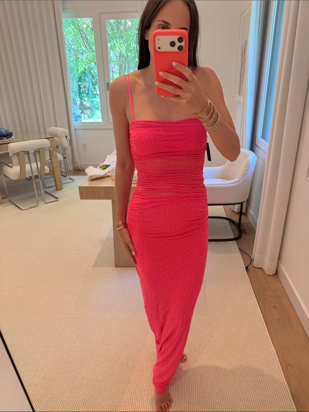 AFRM Hot Pink Strapless Bodycon Maxi Dress